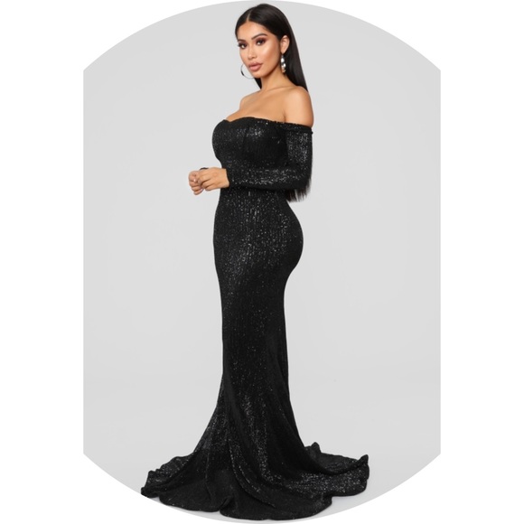 Black Long Sleeve Sequin Dress - Picture 3 of 4